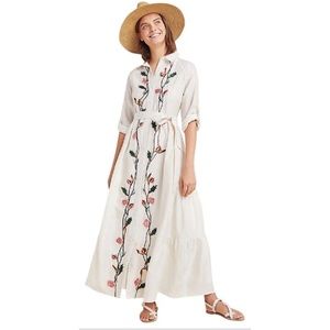 ANTHROPOLOGIE Samant Chauhan Embroidered Maxi Shirt Dress